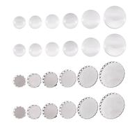Cheriswelry DIY Blank Dome Transparent Glass Cabochons with 304 Stainless Steel Brooch Tray for Cameo Photo Pendant DIY Decor Crafts Jewelry Making