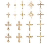 Cheriswelry Metal Alloy Cross Charms Pendants Tibetan Style Crucifix Charms Vintage Cross Pendants for DIY Crafts Necklace Earrings Bracelet Jewelry Making, Rhinestone