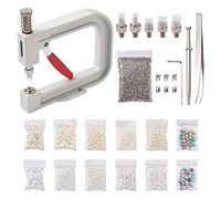 Cheriswelry Pearl Setting Rivet Fixing Machine Tool Kit - 590pcs 5 Size Acrylic Round Beads, Tweezers, DIY Manual Pearl Rivet Button Making Tools for Clothes, Shoes, Hats