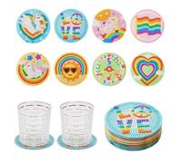 Cheriswelry Rainbow Theme DIY Diamond Painting Cup Mat Kits Acrylic Cup Mat Reusable Resin Rhinestones Coasters for Home Decor Crafts Making 8Pcs