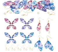 Cheriswelry Resin Fairy Wing Charms Butterfly Wings Dangle Charm Resin Insect Dragonfly Pendants with Hooks & Jump Rings for Jewelry Making DIY Crafts