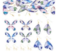 Cheriswelry Resin Wing Charms Butterfly Wings Dangle Charm Butterfly Dragonfly Pendants with Hooks & Jump Rings for Jewelry Making Earrings DIY Crafts