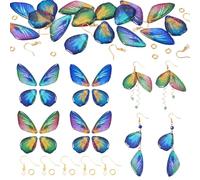 Cheriswelry Resin Wing Charms Butterfly Wings Dangle Charm Dragonfly Pendants with Hooks & Jump Rings for Jewelry Making Earrings DIY Crafts Home Decor