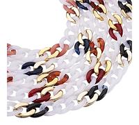 Cheriswelry Transparent Acrylic Handmade Curb Chain Plastic Twisted Chain Link Chunky Rings Chains Quick Twisted Cable Chains Cross Handmade Chains for Glasses Lanyard Handbag DIY Crafts (5 Sets)