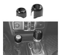 CheroCar Gear Shift Lever Caps Shifter Knobs Cover Trim Fit for 2018-2025 Jeep Wrangler JL JLU & Gladiator JT 2020-2025 Four-Wheel Drive Center Console Shift Interior Accessories,Black Carbon Fiber