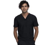 CHEROKEE Form CK885 Men's V-Neck Shirt Top, Black, Small