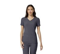 Cherokee iFlex Women Scrubs Top V-Neck Knit Panel CK605, Pewter, M