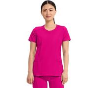 Cherokee Infinity Scrubs for Women Round Neck Scrub Top with 3 Pockets & 360° Stretch-2624A, Carmine Pink, XXL Plus