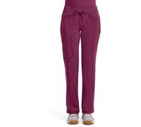 Cherokee Infinity Straight Leg Drawstring Women Scrub Pants 360 Stretch with 4 Pockets 1123A, Wine, M