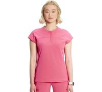 Cherokee Infinity Womens Round Neck Scrub Top, Partial Zip Covered Placket, 3 Zip Pockets, PROTX2 Technology - IN622A, Power Pink, M