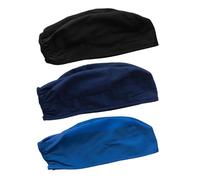 Cherokee Men and Women Scrub Cap with Adjustable Elastic Tie-Back Lightweight, Breathable No-Slip Unisex Surgical Cap - 2506, Black / Navy / Royal - 3 Pack, One Size