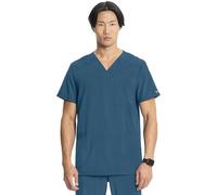 Cherokee Men - Man Scrub Top Infinity - Medical Clothing - Rib Knit Back Panels - V-neck - CKE900A - Caribbean Blue - S