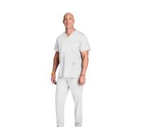 Cherokee Men - Man Scrub Top Plus Size Revolution - Medical Clothing - with Pockets - V-Neck - WWE670 - White - 2XL