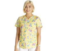 Cherokee Prints Women Scrubs Top V-Neck Print CK652, Baby-saur Love, XL