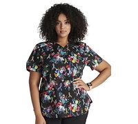 Cherokee Prints Women Scrubs Top V-Neck Print CK652, Hopeful Bouquets, M
