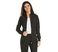 Cherokee Scrub Jackets For Woman with Zip Front, 360° Stretch Fabric - CK303, Black, Medium