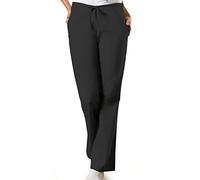 Cherokee Scrub Pants for Women Drawstring Waist with Flare Leg 3 Pockets, Fade Resistant, Durable & Easy Care Fabric - 4101, Black, M