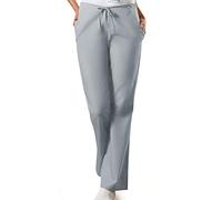 Cherokee Scrub Pants for Women Workwear Originals Drawstring Waist with Flare Leg 4101, Grey, S Petite