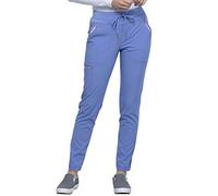 CHEROKEE Statement CK055 Women's Mid-Rise, Straight Leg Drawstring Pants, Ciel Blue, X-Small Petite