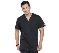 CHEROKEE Women and Men V-Neck Scrub Top with 3 Pockets 4876, Black, S