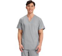 CHEROKEE Women and Men V-Neck Scrub Top with 3 Pockets 4876, Grey, Medium
