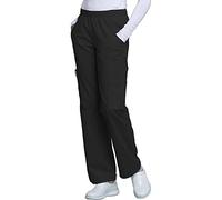 Cherokee Women Scrubs Pant Workwear Core Stretch Mid Rise Pull-On Cargo 4005, Black, M
