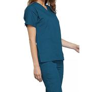 Cherokee Women - Woman Scrub Top Originals - Medical Clothing - with Pockets - V-Neck - WWE4700 - Caribbean Blue - L