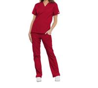 Cherokee Women - Woman Scrub Top Originals - Medical Clothing - with Pockets - V-Neck - WWE4700 - Red - XL
