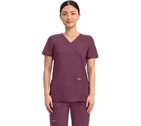 Cherokee Women - Woman Scrub Top Revolution - Medical Clothing - Mock Wrap - with Pockets - WWE610 - Wine - 2XL
