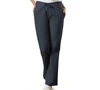 Cherokee Women's Flare Leg Drawstring Scrub Pant Medical, Opaque, Pewter, X-S Petite