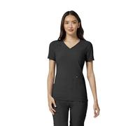 Cherokee Women's Medical Scrub Top Iflex V-Neck Knit Panel Top - CK605, Black, XXL Plus
