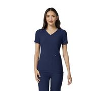 Cherokee Women's Medical Scrub Top Iflex V-Neck Knit Panel Top - CK605, Navy, XXL Plus