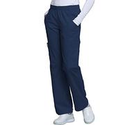 Cherokee Women's Mid-Rise Elastic Waist Cargo Scrubs Pant, Navy, Medium