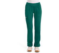 CHEROKEE Women's Mid Rise Straight Leg Pull-on Pant - Green - Medium