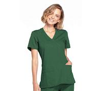 Cherokee Women's Workwear Originals Mock Wrap Scrubs Shirt Medical, Hunter, XL