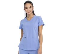 Cherokee Women's Plus Size V-Neck Scrubs Top, Ciel, 4XL Plus