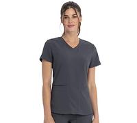 Cherokee Women's Plus Size V-Neck Scrubs Top, Pewter, 3XL Plus