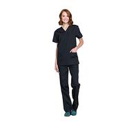 CHEROKEE Women's Unisex Top and Pant Medical Scrubs Set, Black, M UK