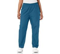 Cherokee Women's Workwear Elastic Waist Cargo Scrubs Pant, Caribbean Blue, X-S Petite