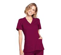 Cherokee Women's Workwear Originals Mock Wrap Scrubs Shirt, Wine, M