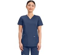 Cherokee Women's Workwear Revolution V-Neck Top, Navy, M