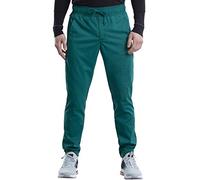 CHEROKEE Workwear Revolution Men Scrubs Pant Natural Rise Jogger WW012S, M Short, Hunter Green