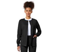 Cherokee Workwear Revolution Women Warm Up Scrubs Jacket Snap Front WW310, Black, X-Small