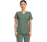 CHEROKEE Workwear Revolution WW610 Women's Mock Wrap Top, Olive, 3X-Large