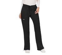 CHEROKEE WW Revolution Women's Mid Rise Moderate Flare Drawstring Pant - Black - M Petite