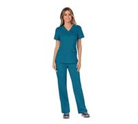 Cherokee WW610 Revolution Mock Wrap Top Caribbean Blue XS