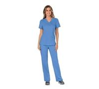 Cherokee WW610 Revolution Mock Wrap Top Ceil Blue M