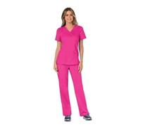 Cherokee WW610 Revolution Mock Wrap Top Electric Pink S CHWW610/EPIN/S