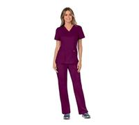 Cherokee WW610 Revolution Mock Wrap Top Wine S CHWW610/WINE/S