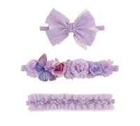 cherrboll 3 Pack Baby Headbands for Girls Flowers Super Soft and Stretchy Nylon Flower Headbands for Newborn Infant
